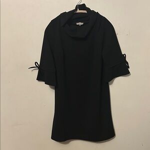 Made in Italy Black Dress with Bow Sleeve Detail